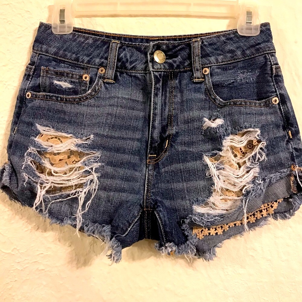 American Eagle Destroyed Jean Shorts Size 0